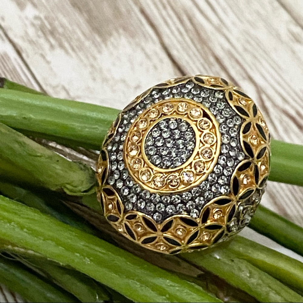 Stunning AKKAD Pavé Chocolate CZ Stones Dome Statement Ring Size 9